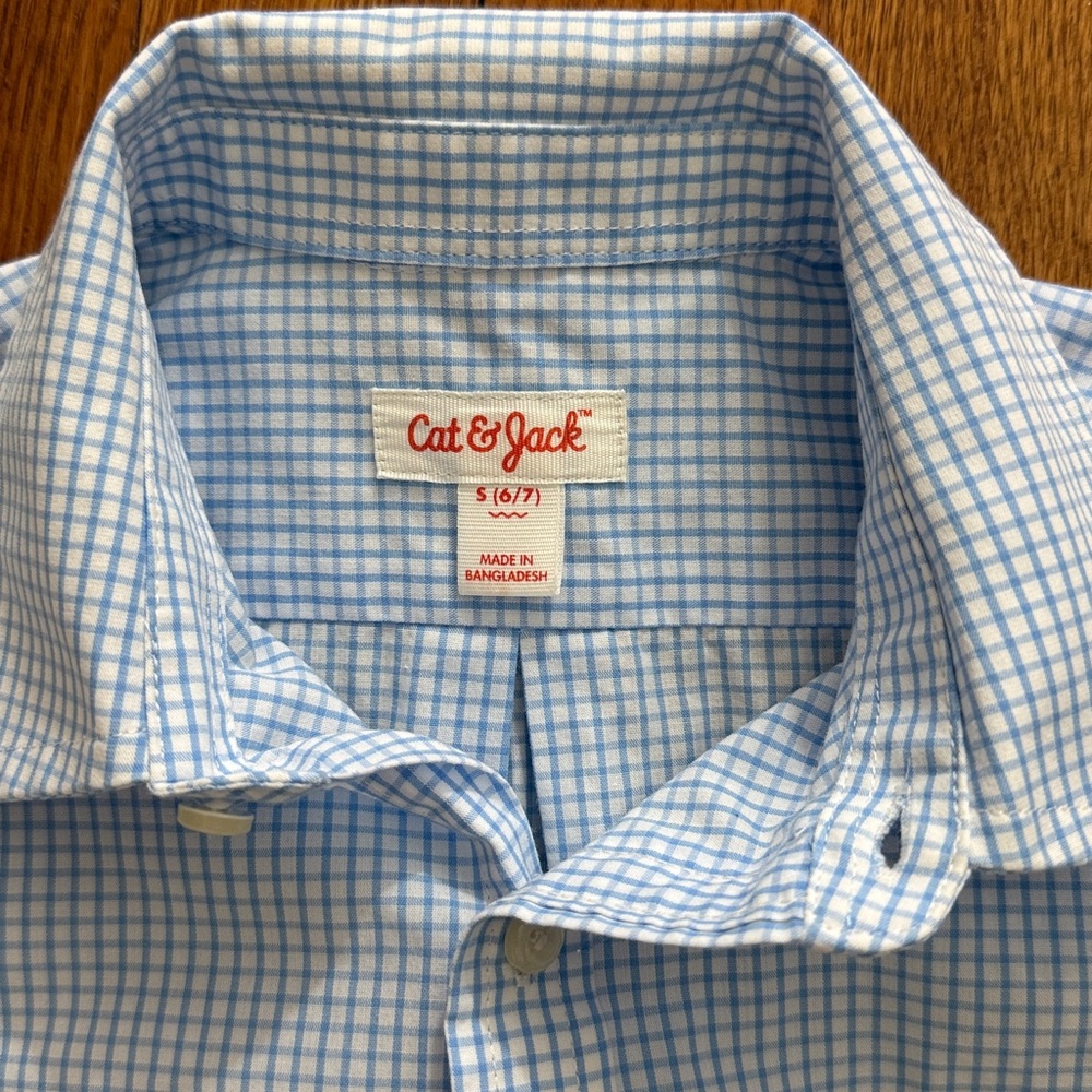 Cat & Jack Blue & White Dress Shirt Size 6-7 - Picture 3 of 4